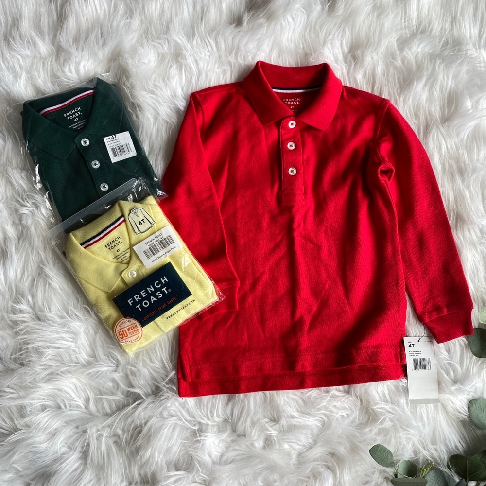 3 Long Sleeve French Toast Polo Shirts